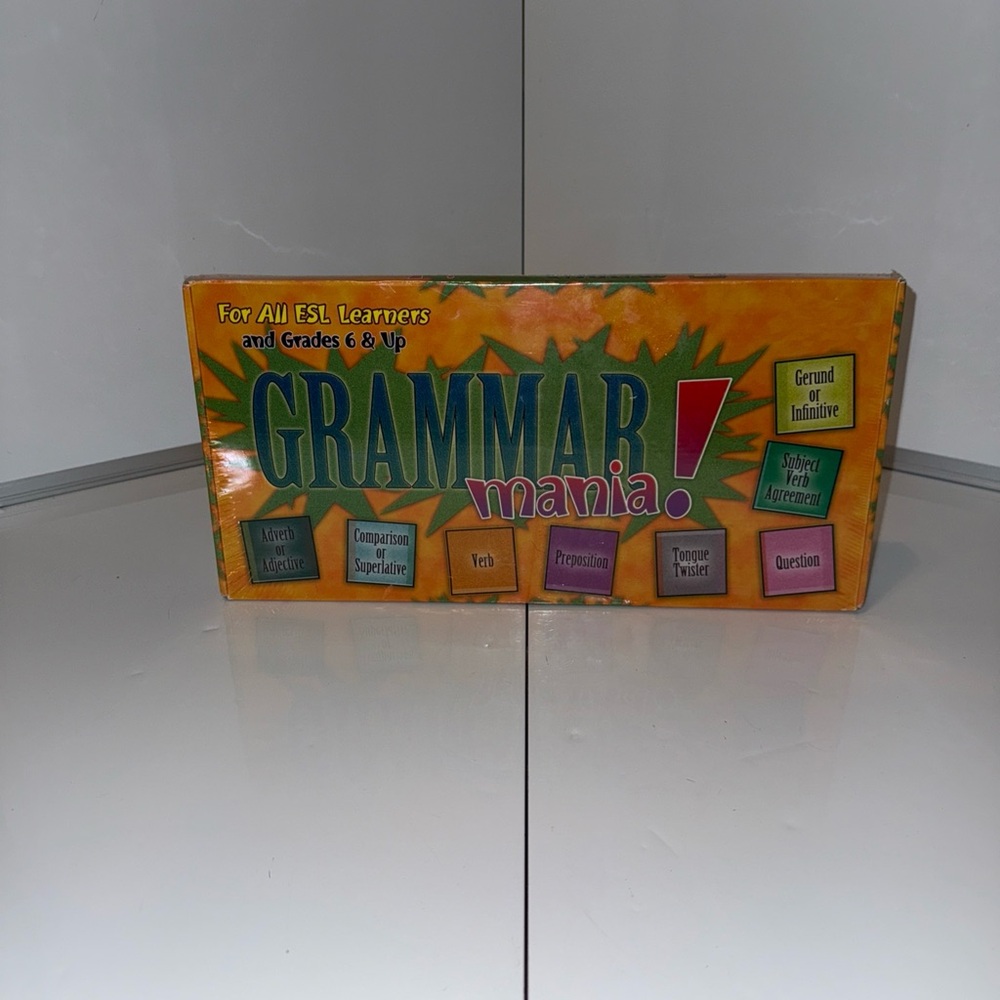 New Grammar Mania Grades 6 Up Board Game ESL Education English 3 Levels Toy